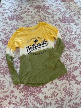NWT kids L women XS telluride Colorado long sleeve tie dye tee 100% cotton